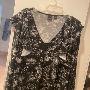 Black dress with white flower detailing